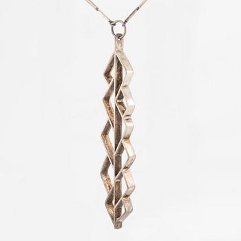 Necklace and a pair of earrings, silver.