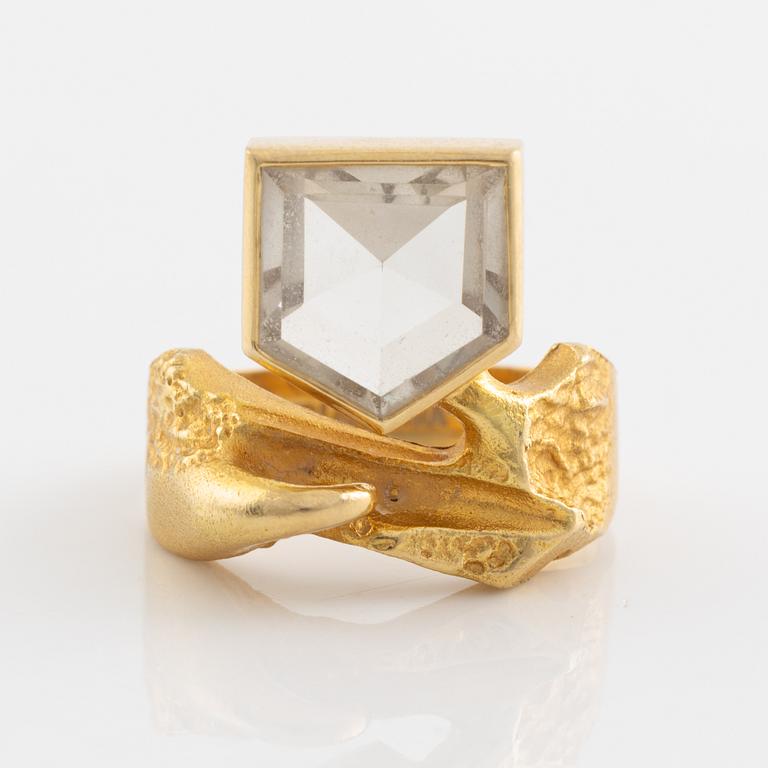Björn Weckström, Lapponia, ring 18K guld med bergkristall, 1976.