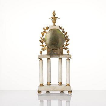 A late Gustavian ormolu and marble portico clock by P. Strengberg (active in Stockholm and Mariefred 1802-31).