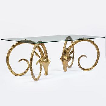 Alain Chervet, a brass and glass 'Ibex' dining table, France, 1970's.