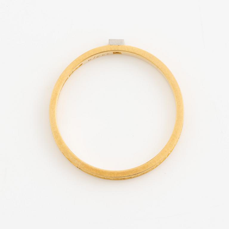 Lapponia ring 18K guld med en åttkantslipad diamant, Finland 1978.