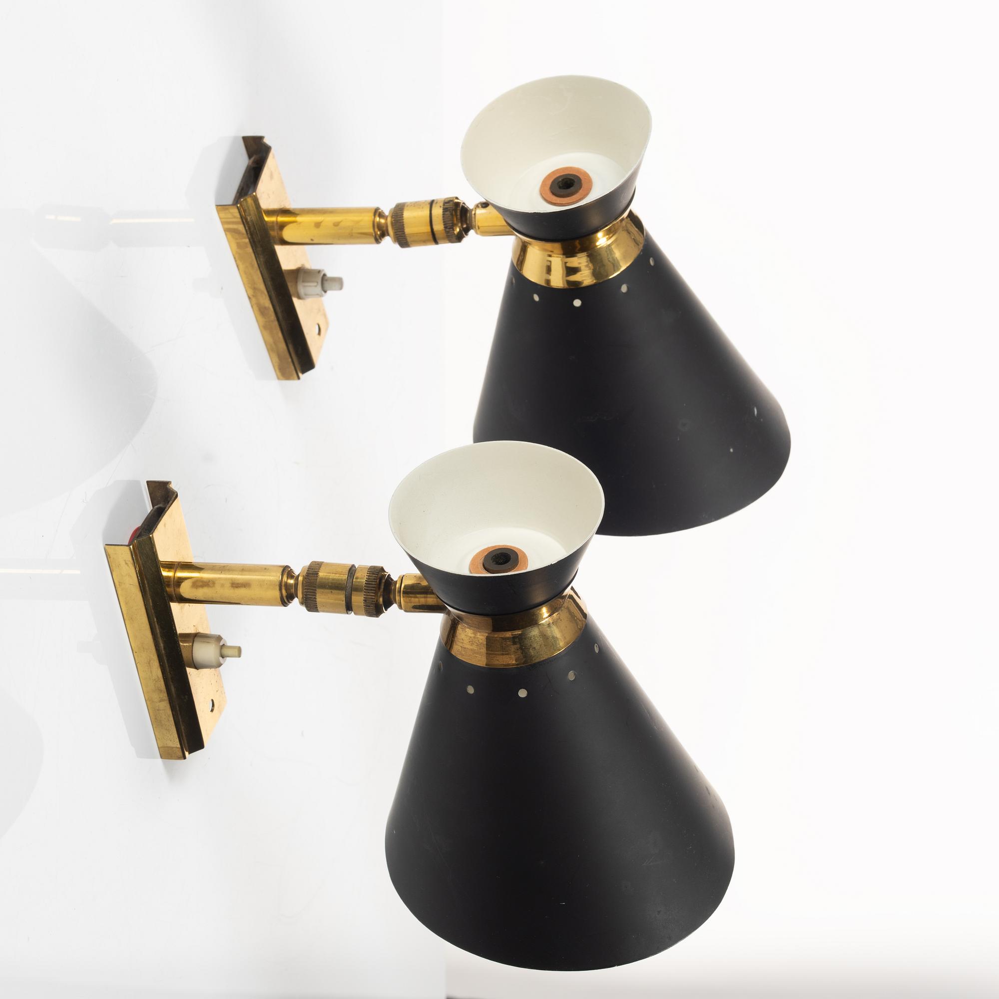 A pair of wall lamps, 1940s/50s.