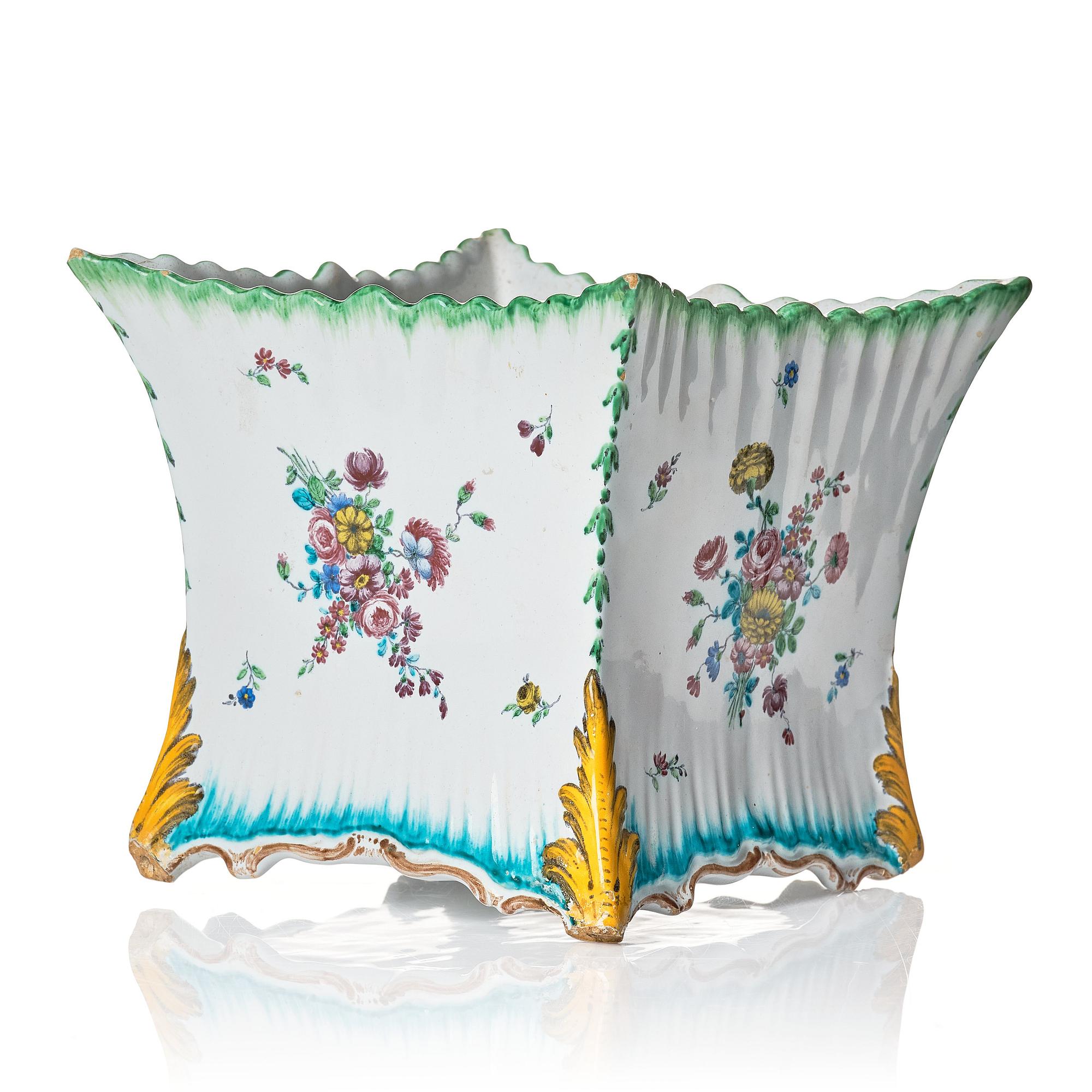A Swedish faience Rörstrand flower pot, 18th Century.