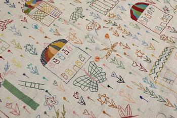 A hand-embroidered Kilim rug, c. 239 x 175 cm.