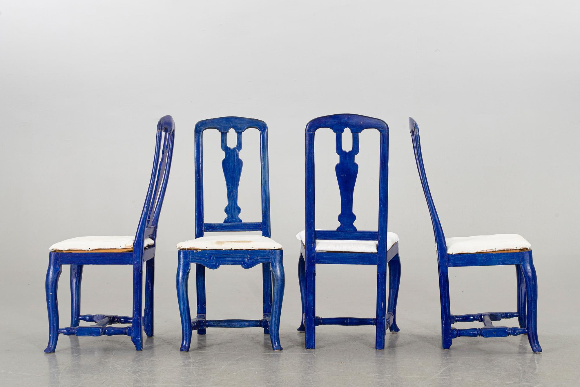 A set of four late Baroque chairs mid 1700's.