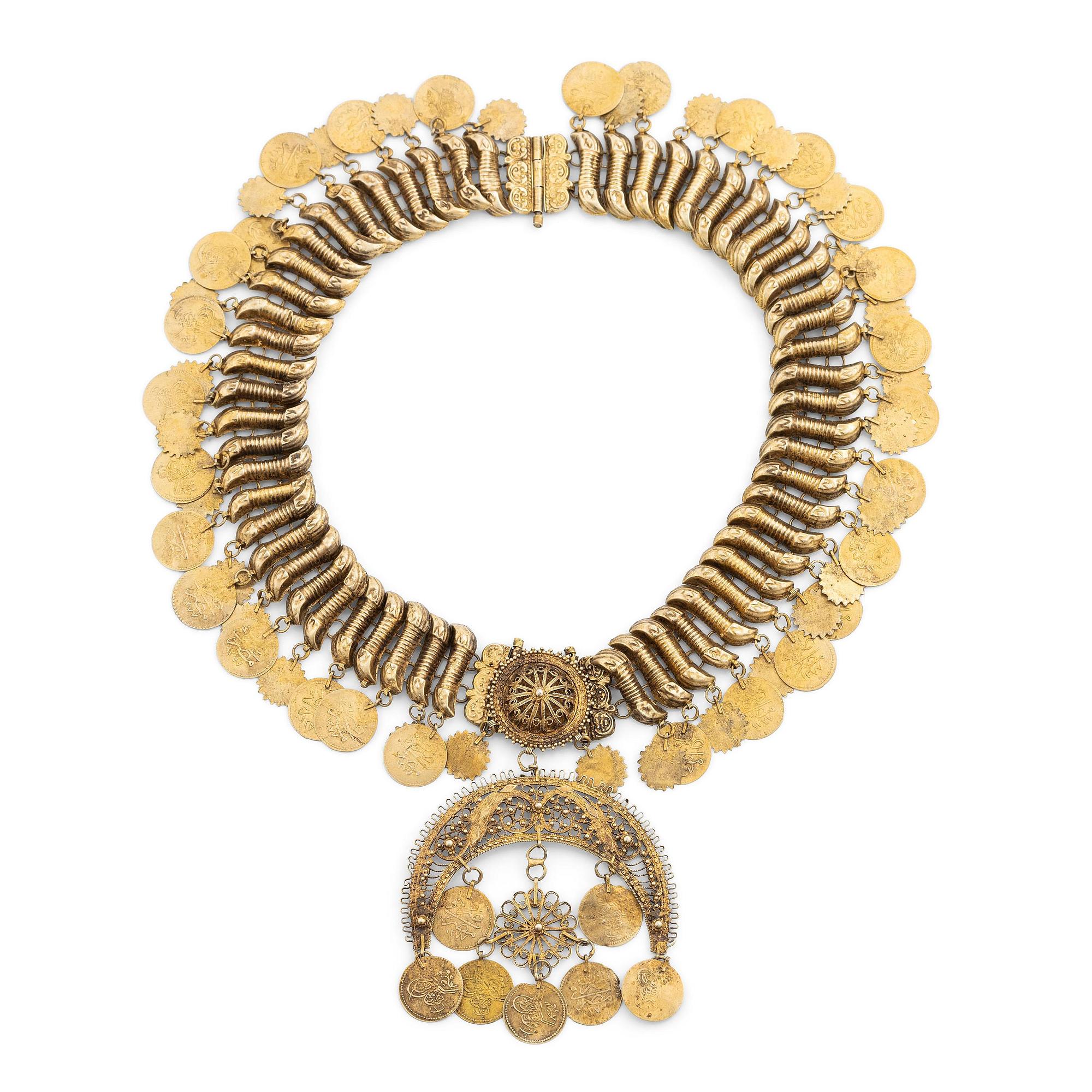 An Ottoman gold Necklace Turkey, 19th century.