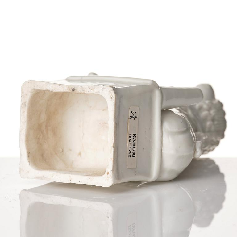 A Chinese blanc de chine joss stick holder, Qing dynasty, Kangxi (1662-1722).