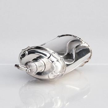 A Swedish 18th century silver tea caddy, restamped Claes Christian Carlén, Borås 1844.