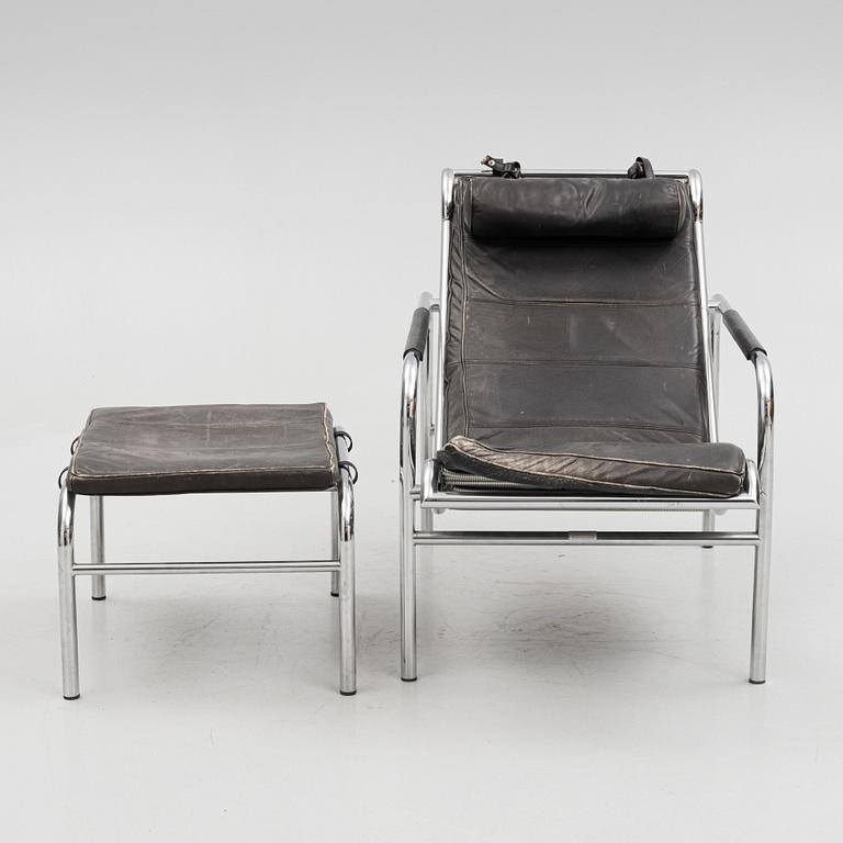 Gabriele Mucchi, lounge chair and footstool, Zanotta, Italy, 1980s. Designed in 1935.