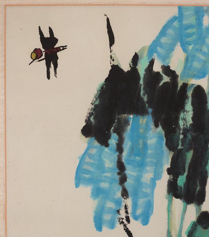 Cui Zifan, "Visteria och trollslända". Färg och tusch på papper.