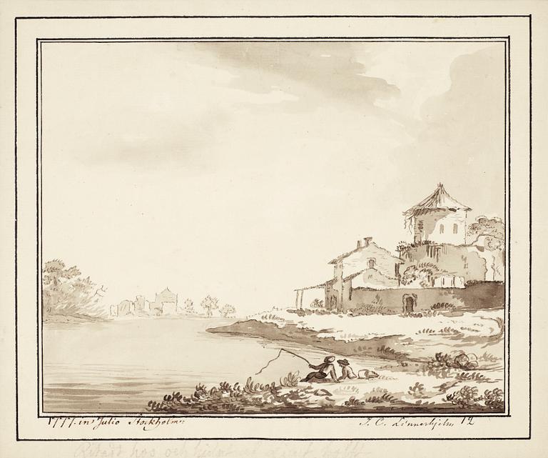Jonas Carl Linnerhielm, Landscape with fisher men.