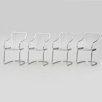 Willy Rizzo, a set of four armchairs, Cidue, Italy 1970s-80s.