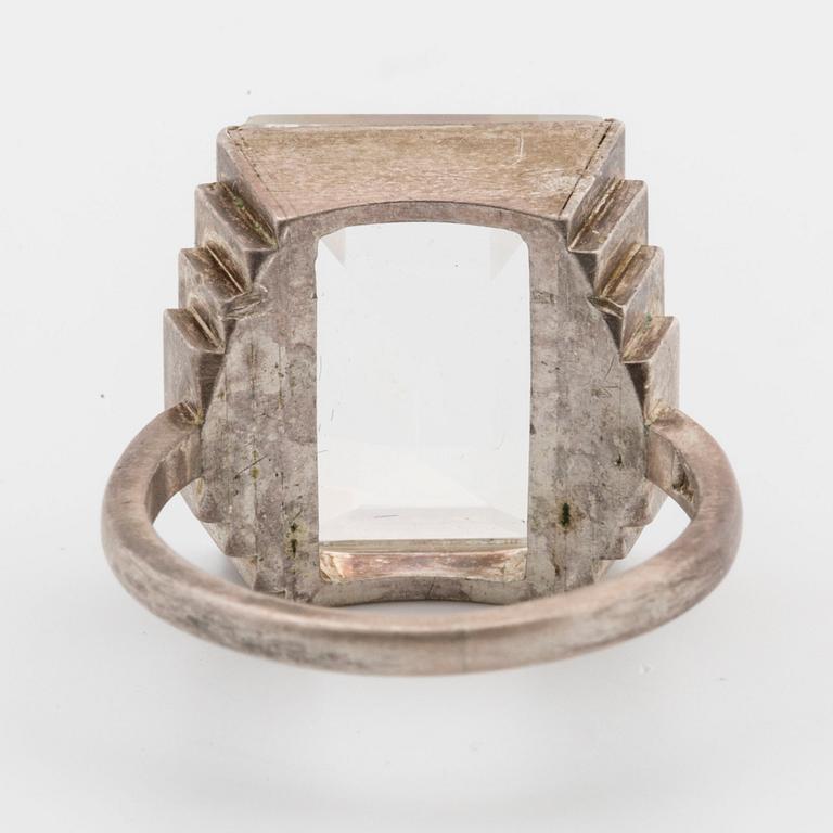 WIWEN NILSSON, ring, silver med fasettslipad bergkristall, Lund,