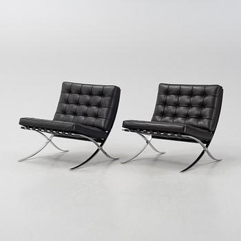 Ludwig Mies van der Rohe, fåtöljer, ett par, "Barcelona", Knoll Studio.