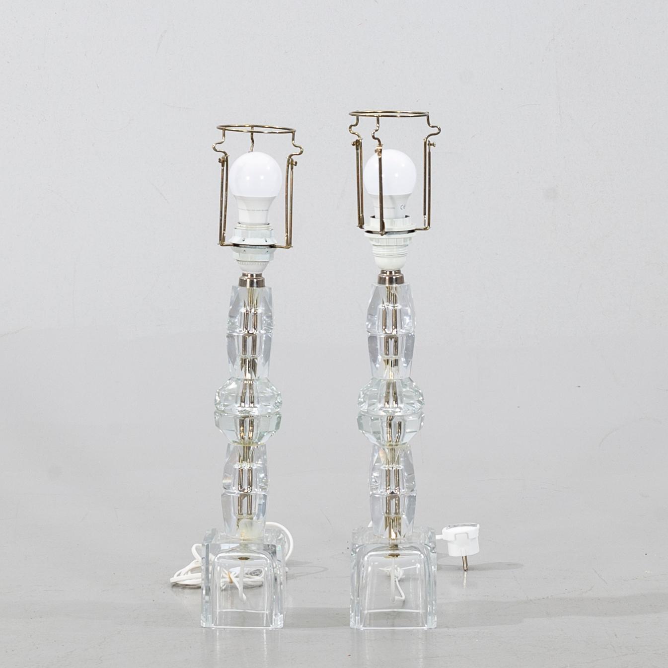 A PAIR OF TABLE LAMPS, perhaps Kosta, second half of the 20th century.