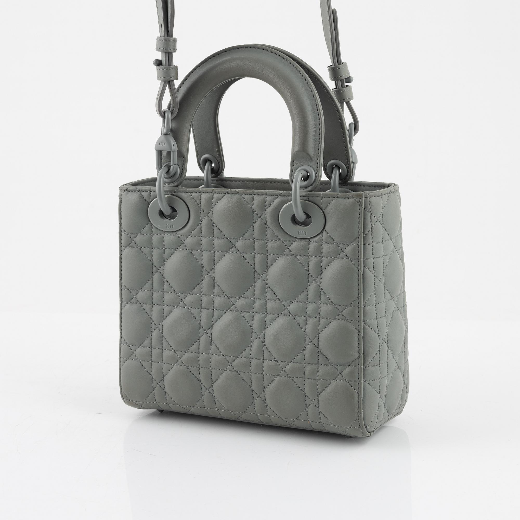 Christian Dior, A Ultramatte Gray Stone Cannage Calfskin 'Lady Dior my ABCDIOR bag'.