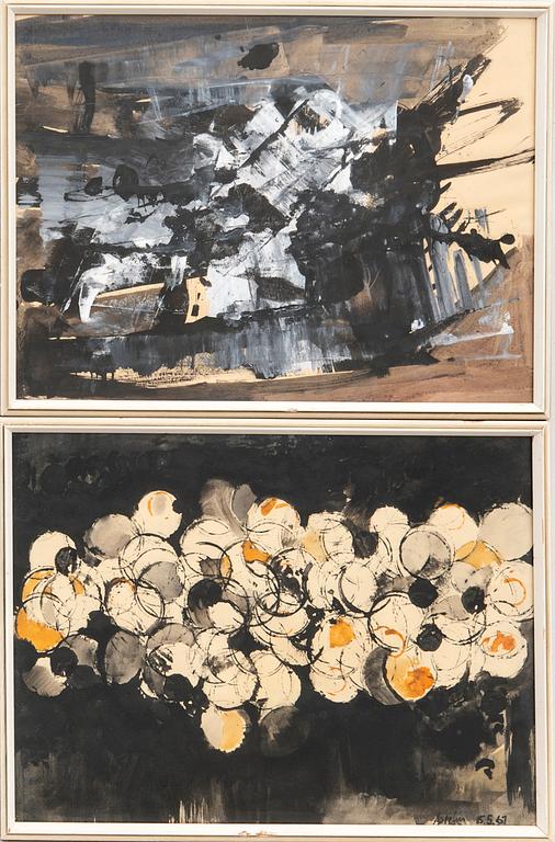 Gert Aspelin, gouache a set of two signed and dated 67.