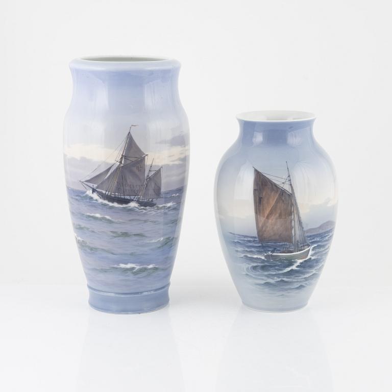 Royal Copenhagen, two porcelain vases, Denmark.