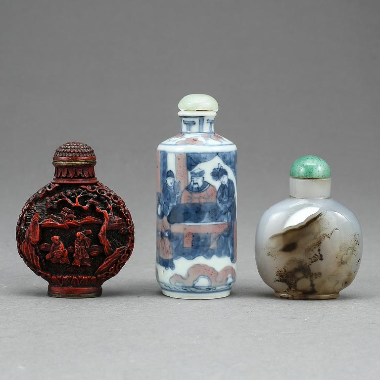 SNUSFLASKOR, 3 st, Kina, trol 1900-tal.