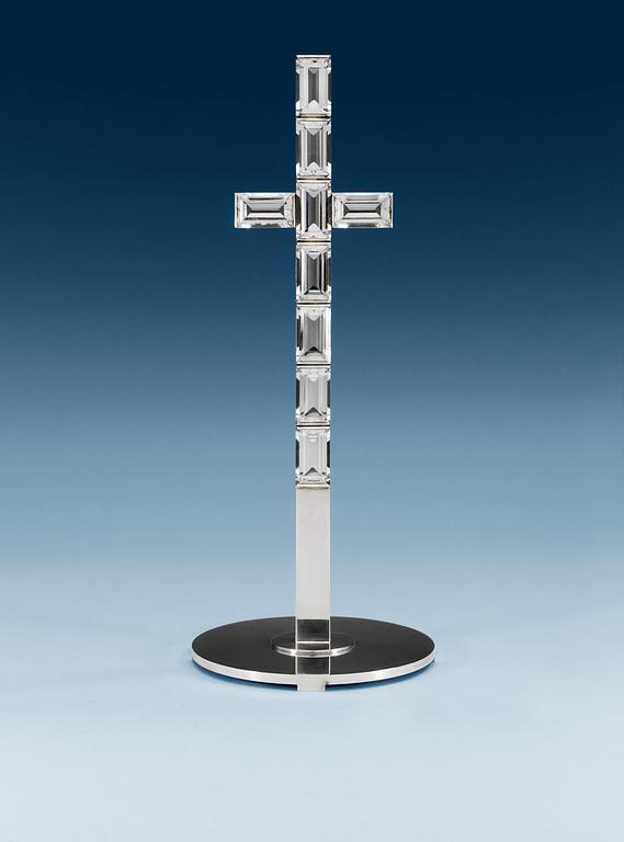 A Wiwen Nilsson sterling and facet cut rock crystal cross, Lund 1957.