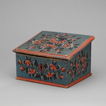 SKRIN, allmoge, 1800-tal sannolikt Roslagen. Målningen möjligen utförd av "Rosaren" verksam i Roslagen 1810-1840-tal.