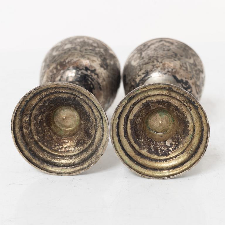 Six silver cups and tray, silver, Iran, 20th century.