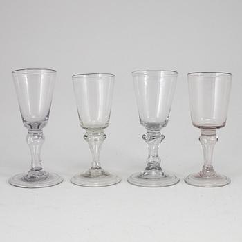 A set of four German glass goblets, 18th Century.