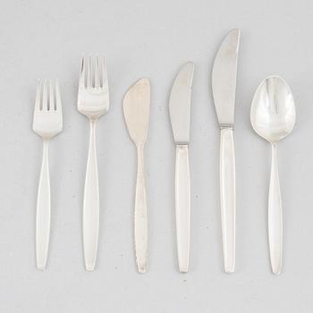 Tias Eckhoff, a 32-piece sterling silver cutlery set,  'Cypress', Georg Jensen, Denmark.