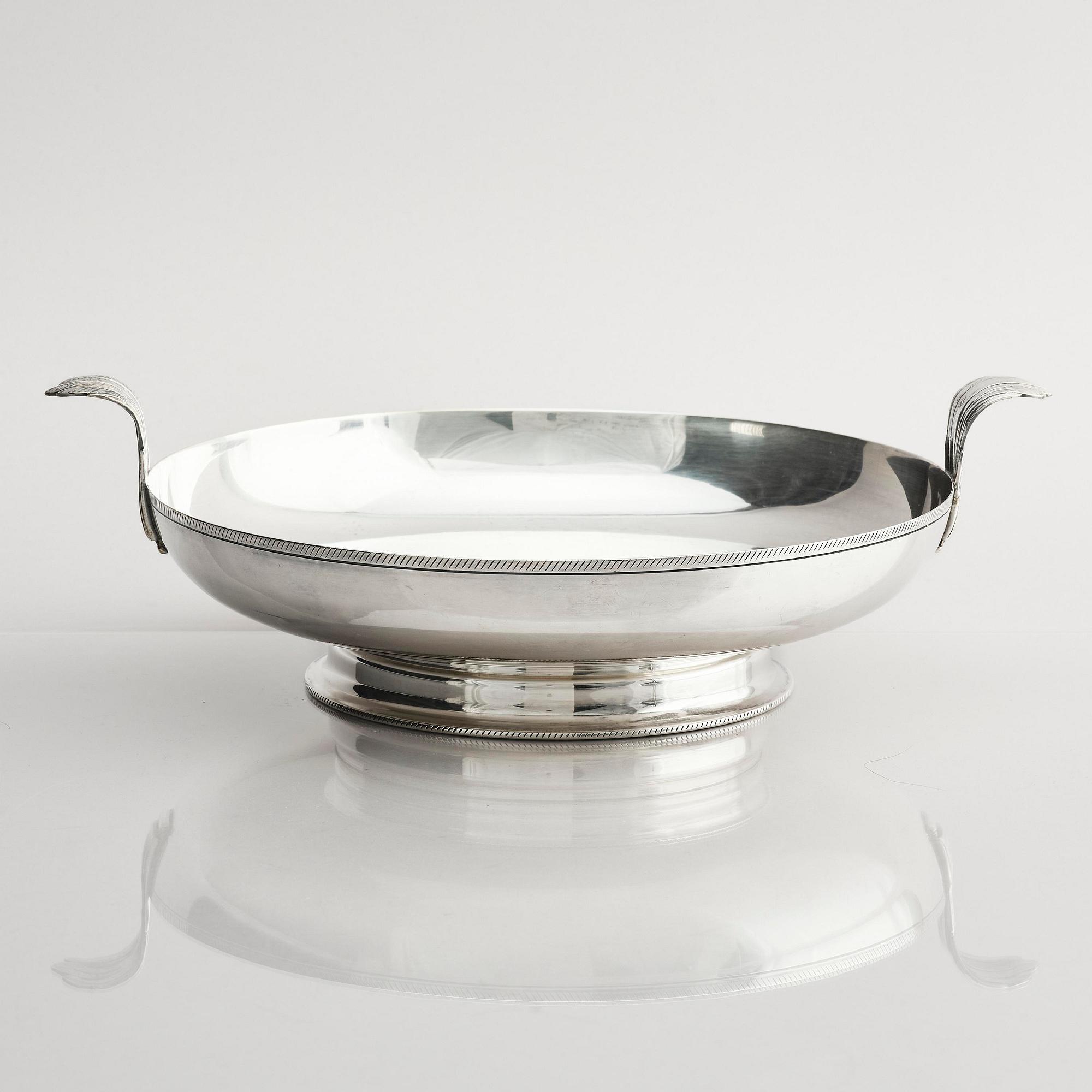 Wolter Gahn, skål, nysilver, Swedish Grace, Karl Wojtech, Stockholm, 1920-tal.