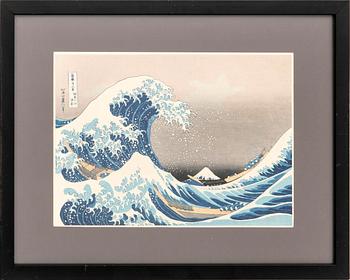Katsushika Hokusai efter, färgträsnitt, japan 19000-talets senare del.
