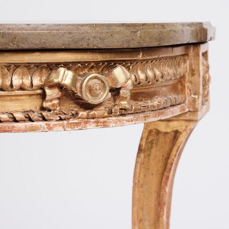 A Gustavian giltwood console table, late 18th century.