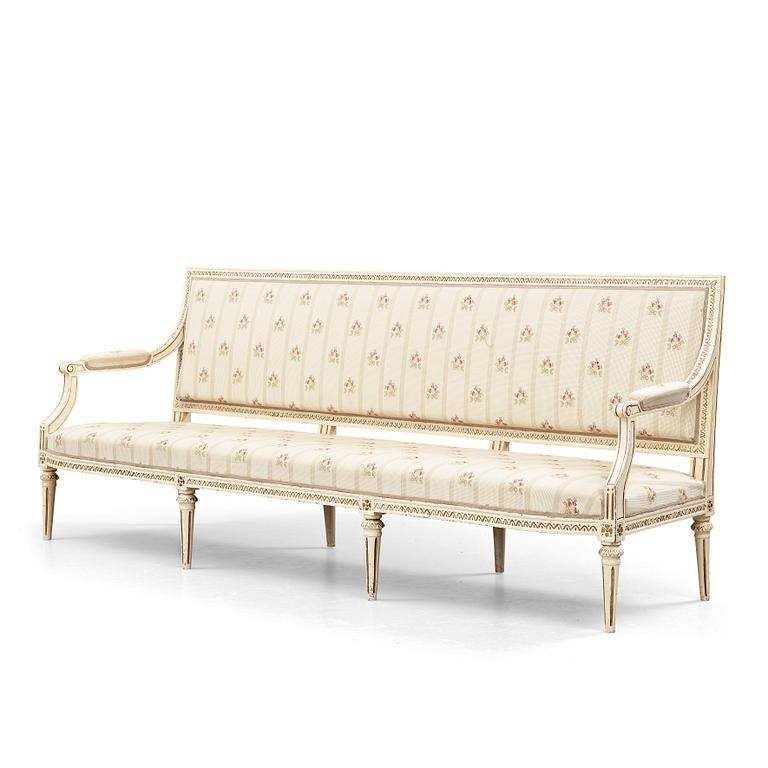 A Gustavian sofa, late 18th centrury, by E Holm.