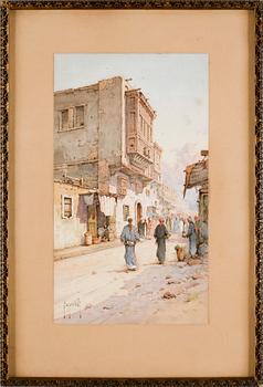 OKÄND KONSTNÄR, akvarell på papper, sign. A. Genrevelli, omkring 1900.