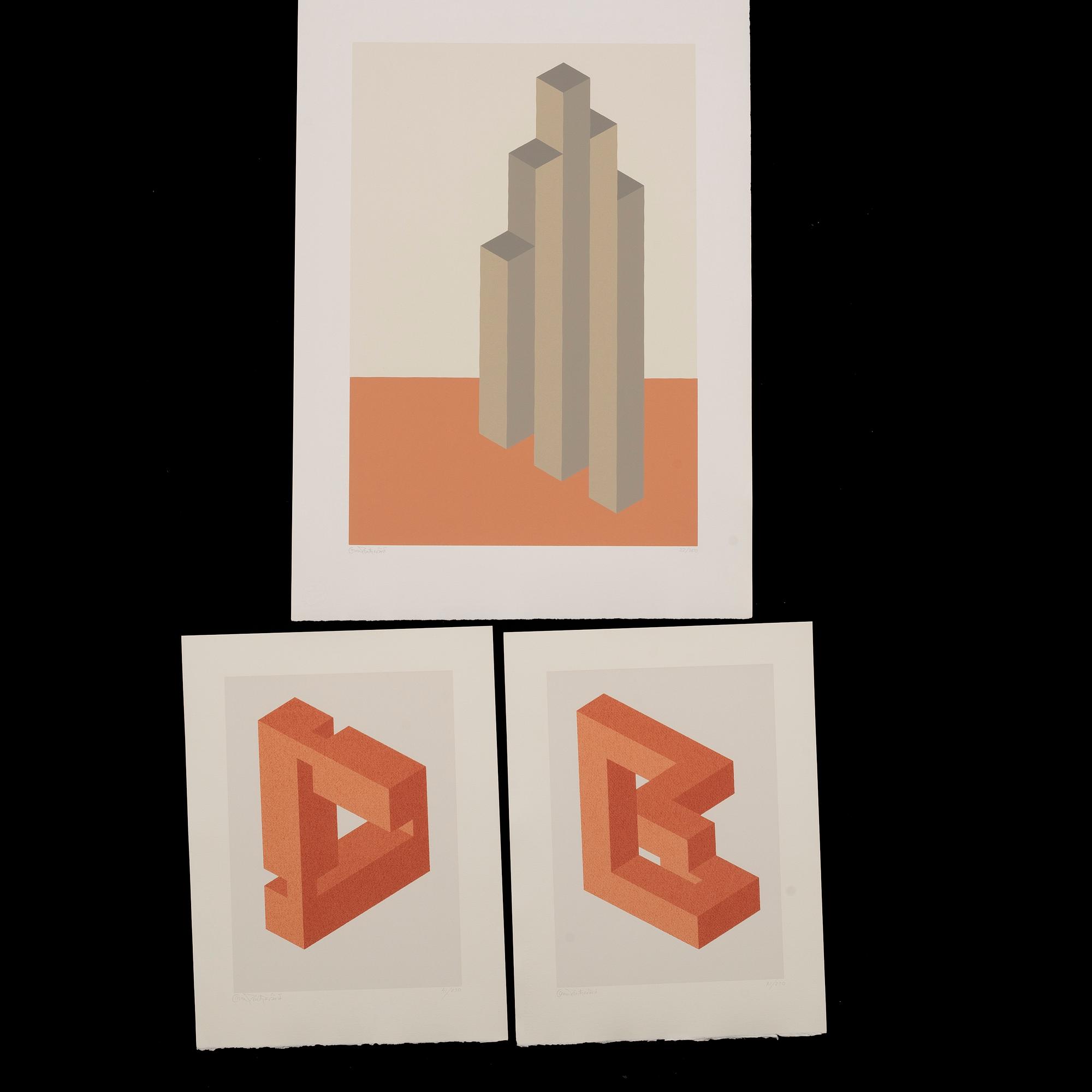 OSCAR REUTERSVÄRD, color lithographs, 3 st, signed and numbered.