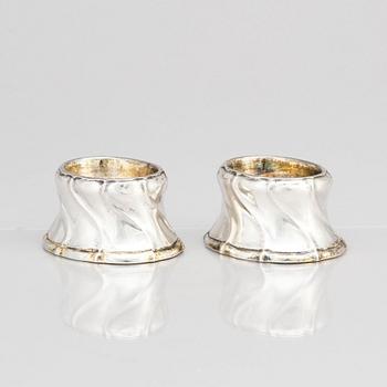 A pair of Swedish 18th century parcel-gilt silver salt cellars, mark of Andreas Öhrman, Stockholm 1756.