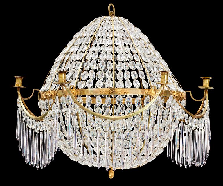 A late Gustavian circa 1800 seven-light "Montgolfier" chandelier.