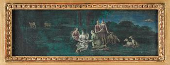 SPEGEL, sengustaviansk, omkring 1800. Höjd 95,5cm.