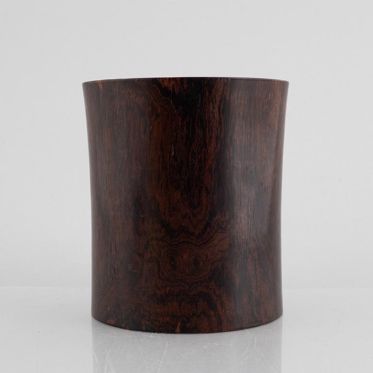 A Chinese hardwood brush pot, 20th Century.