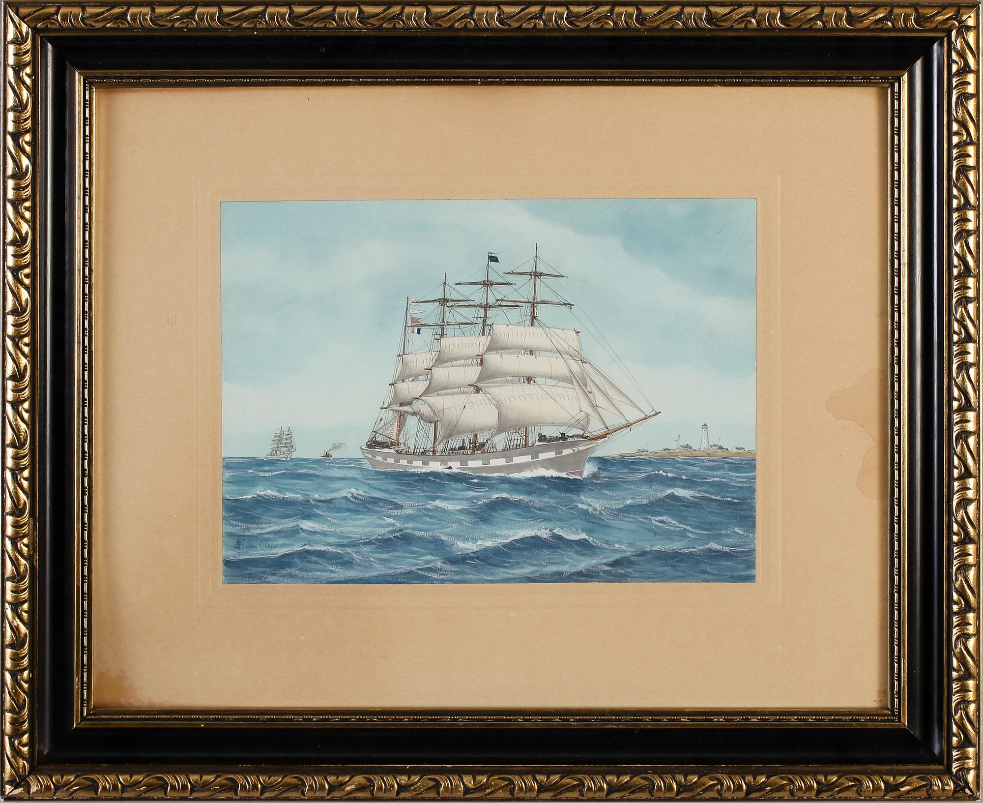 OKÄND KONSTNÄR, akvarell, signerad Einar Olsen.