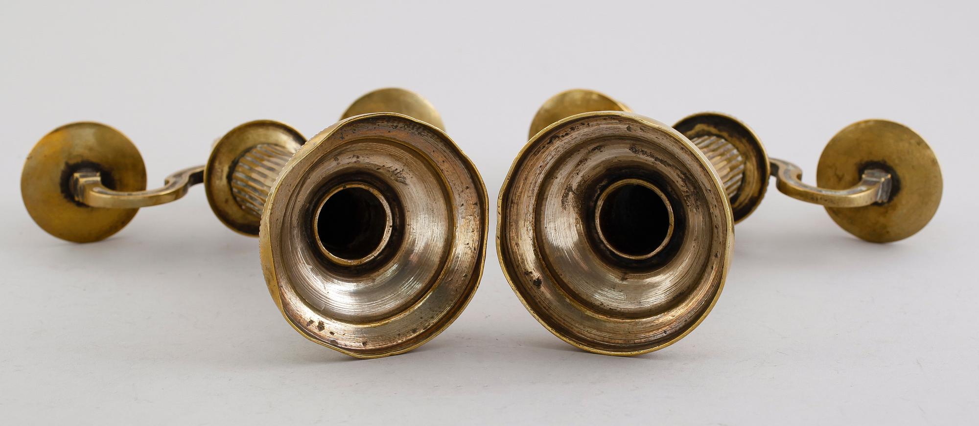 KANDELABRAR, 1 par, mässing, 1800-tal.