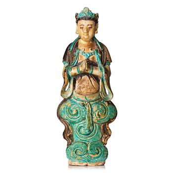 956. A turkoise glazed figure of bodhisattva, Ming dynasty (1368-1644).