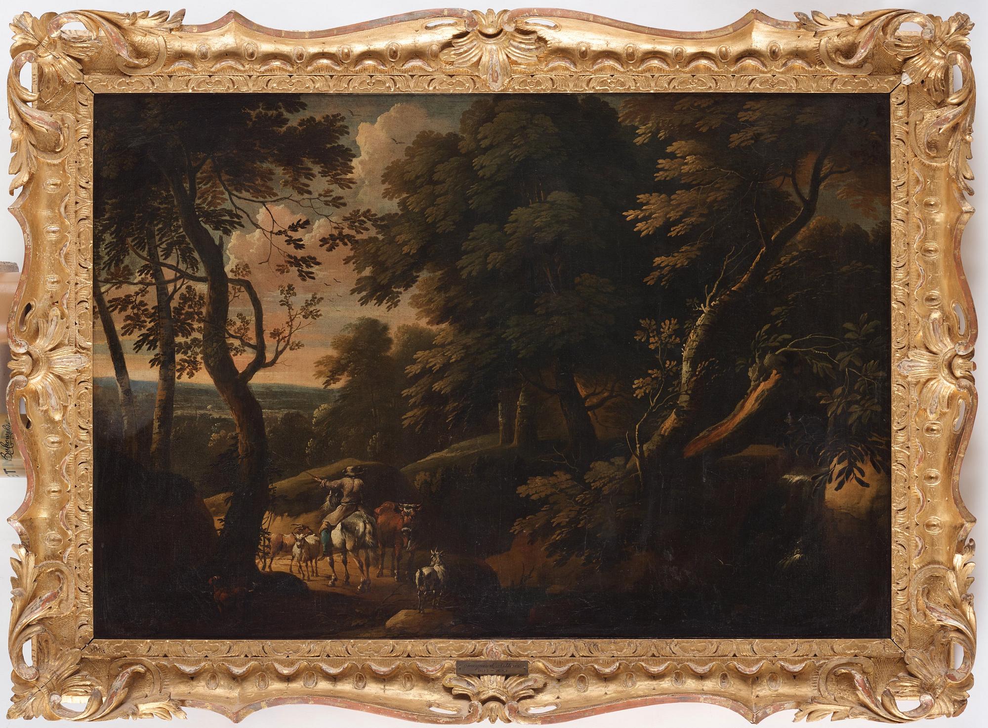 Jacques d'Arthois Attributed to, Landscape with a cowherd.
