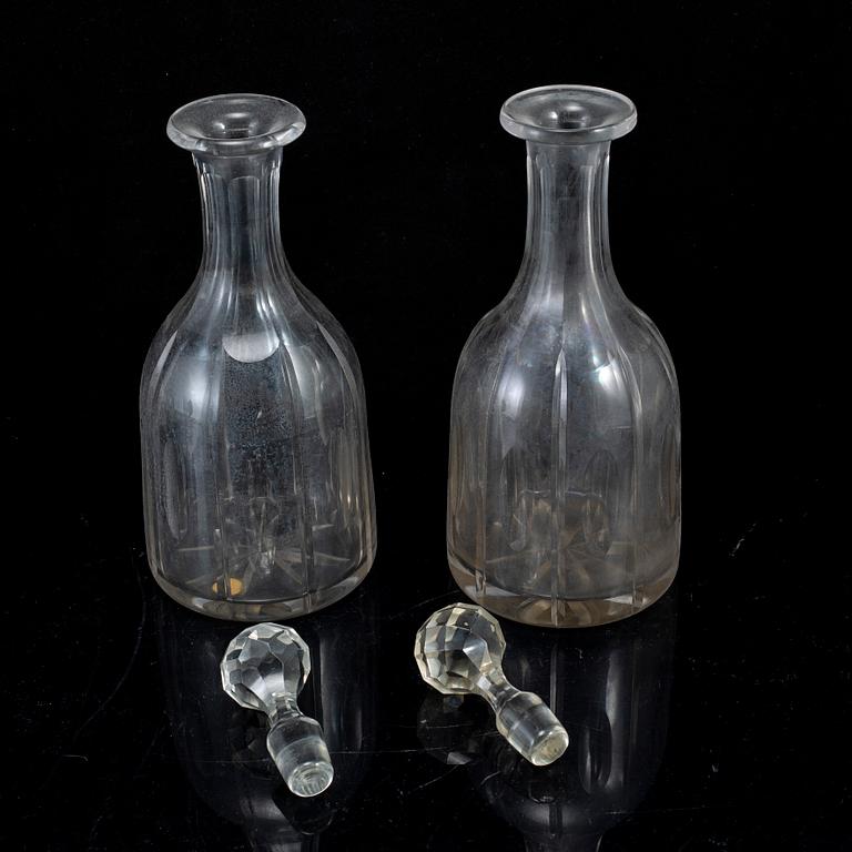 KARAFFER, fyra stycken, glas. 1900-tal.