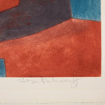 Serge Poliakoff, "Composition grise, bleue et rouge".