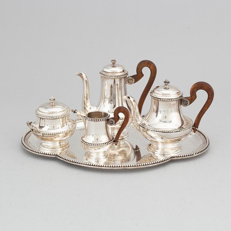 S five piece silver coffee set, Paris, France, early 20th Century.