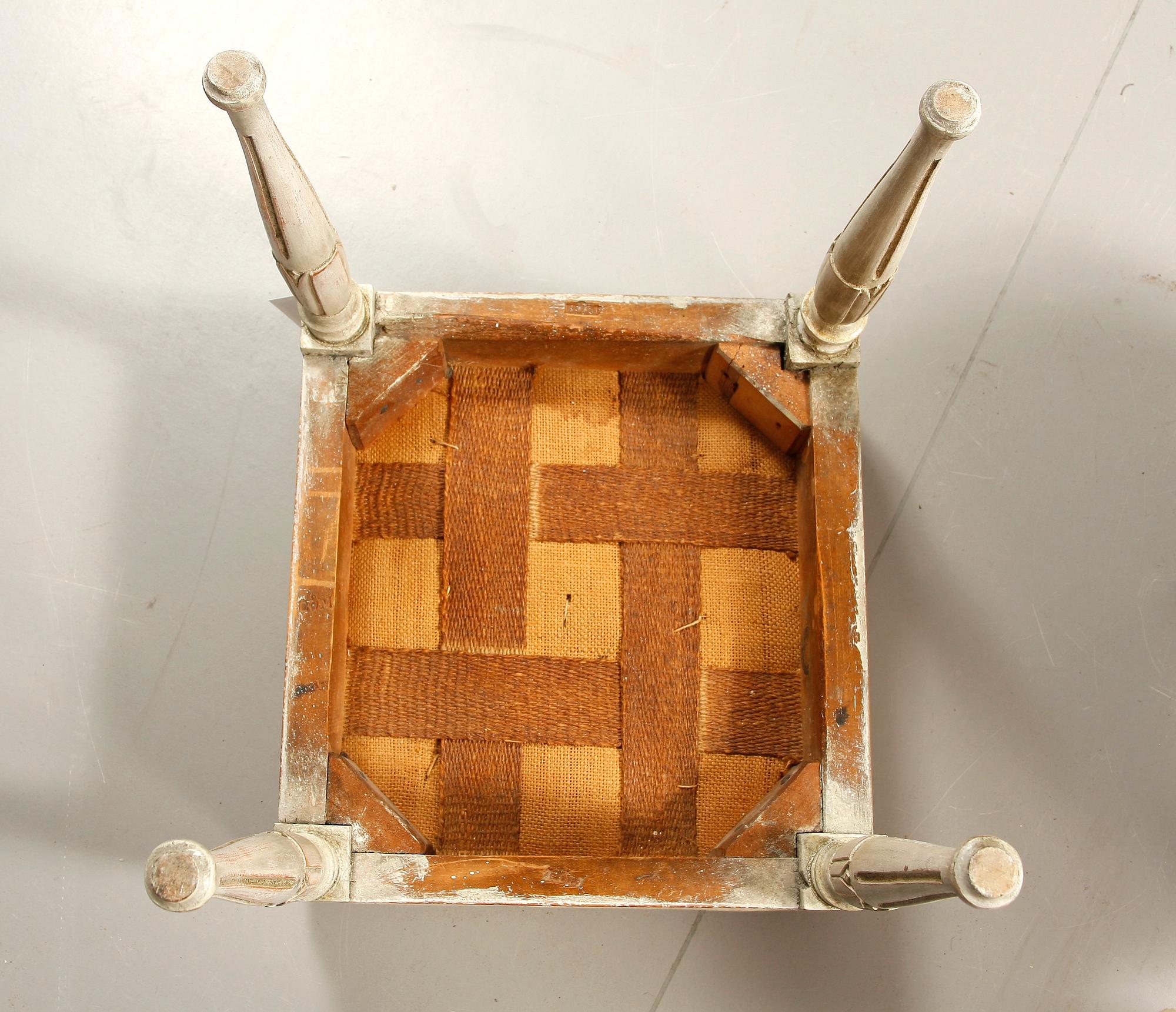 TABURETTER, ett par, gustavianska, sign Erik Öhrmark (1777-1813), Stockholm.