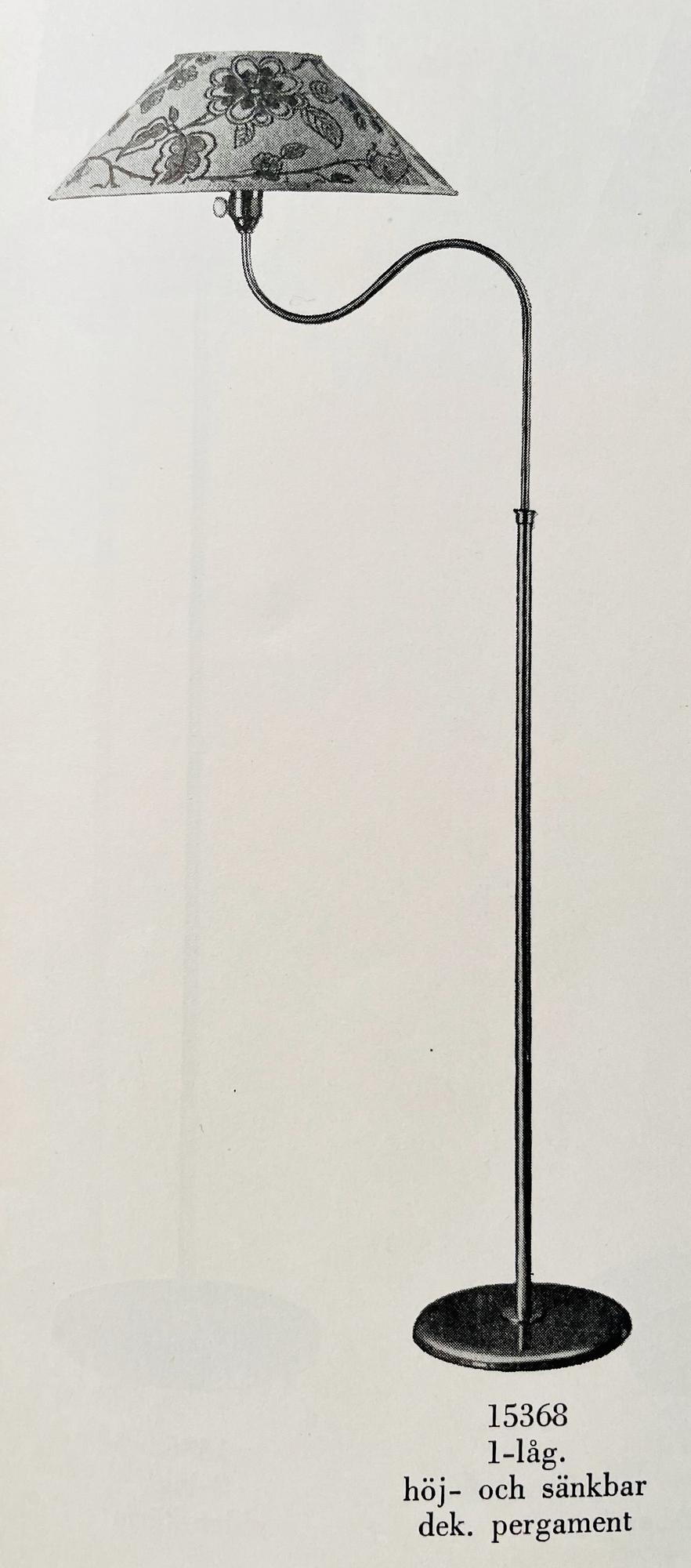 Harald Notini, a floor lamp, model '15368', Arvid Böhlmarks Lampfabrik, Sweden, 1940s.