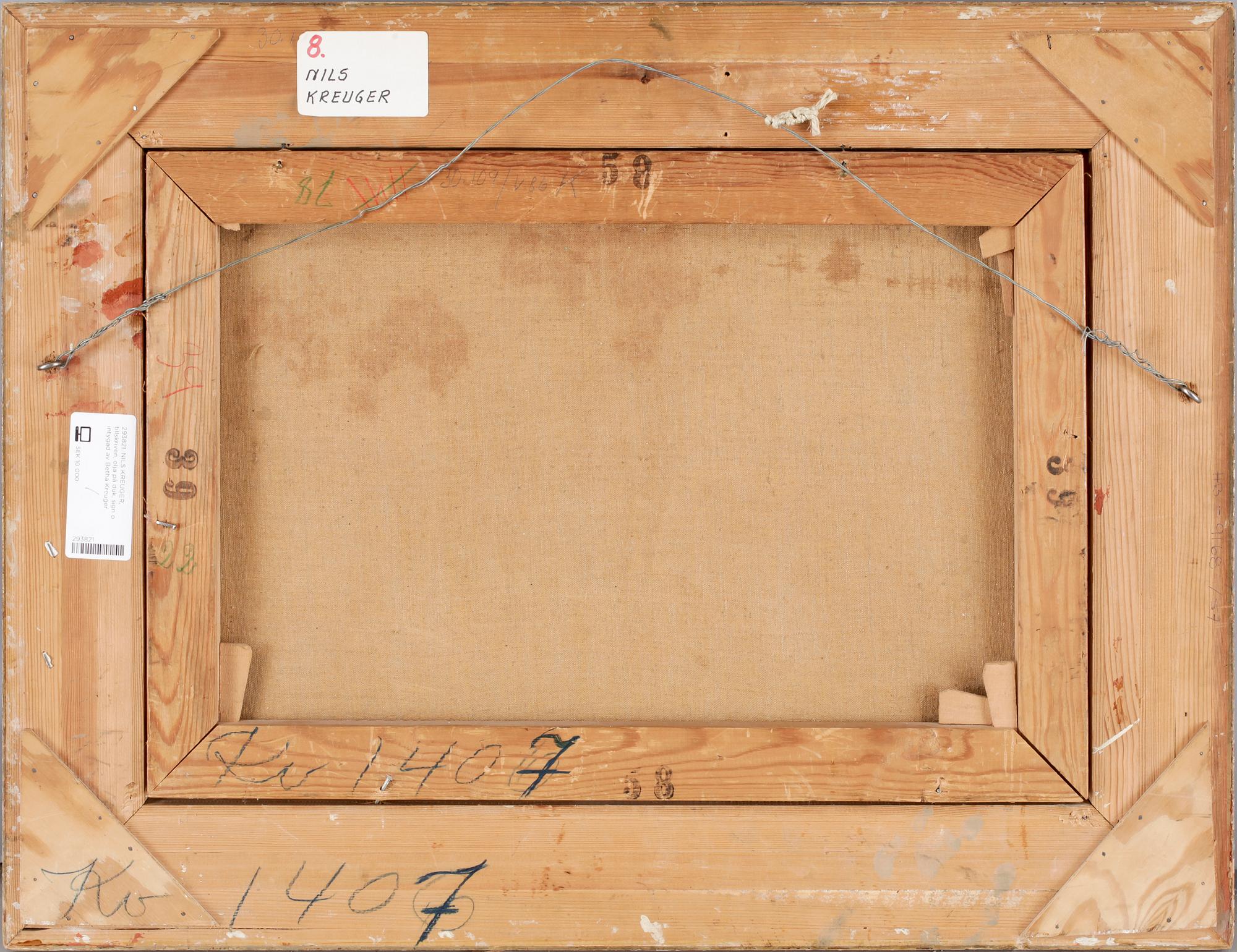 NILS KREUGER, tillskriven, olja på duk, sign o intygad av Betha Kreuger.