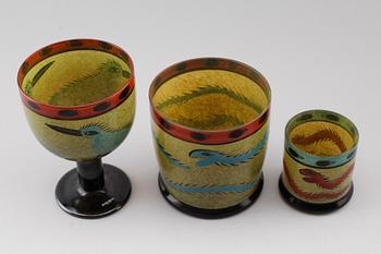 SKÅLAR, 3 st, glas, Ulrica Hydman-Vallien, Kosta Boda.