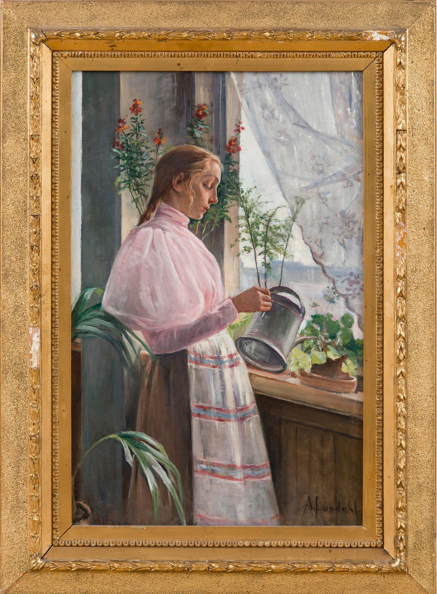 AMELIE LUNDAHL, FLICKA SOM VATTNAR BLOMMOR.